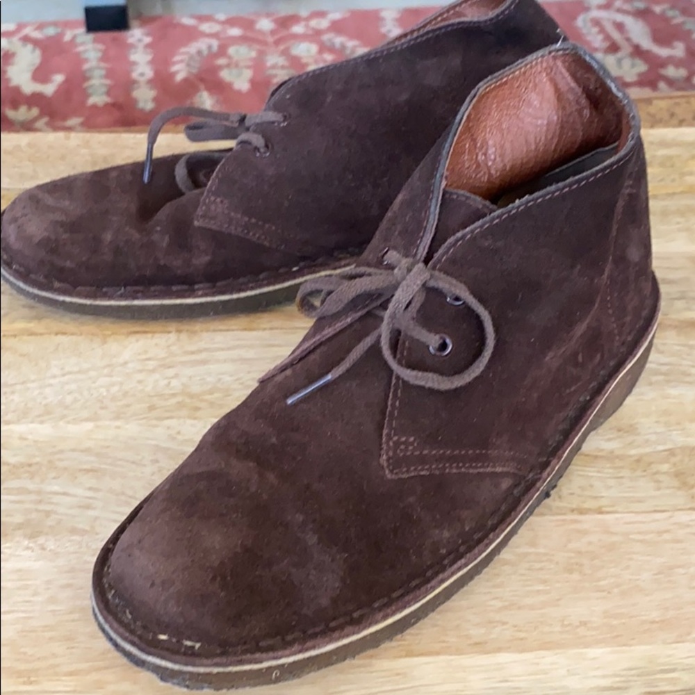 Brown suede tie up shoes